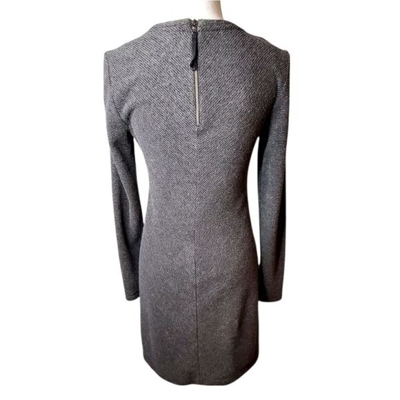 Lou & Grey Ribbed Paneled Soft Back Zip Sweater Dress Gray XS - Picture 3 of 5